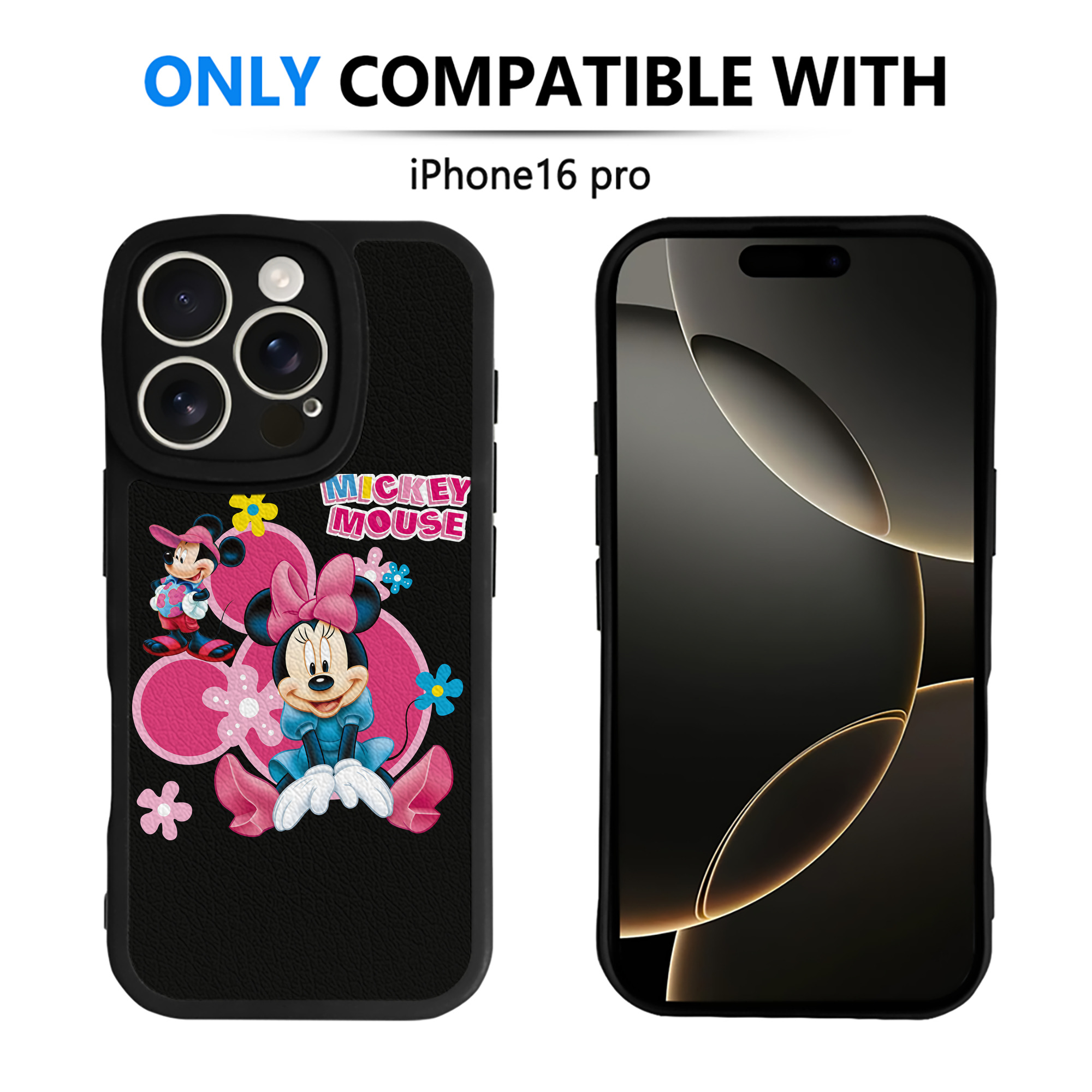 （画像用） ミッキーマウス Mickey Mouse 【iPhone 16シリーズ対応】シリコンスマホケース（レザー調） 材質：シリコン